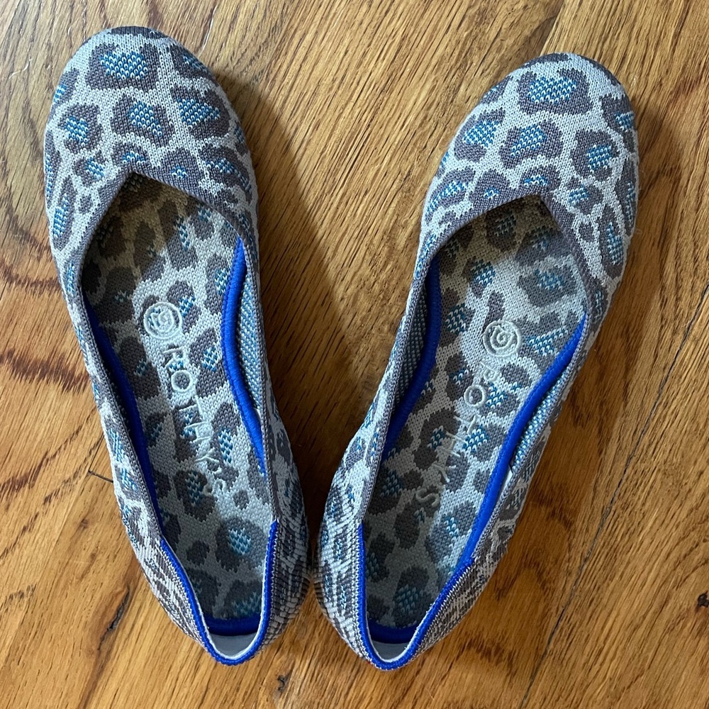 Rothy blue leopard flats
